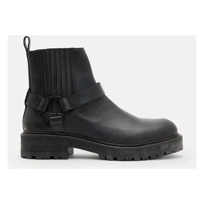 Kožené boty AllSaints Hank Biker Boot pánské, černá barva, M017FB