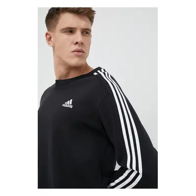 Bavlněná mikina adidas pánská, černá barva, hladká