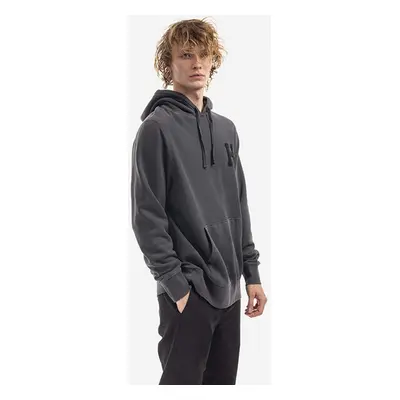 Mikina HUF Monotone P/O Fleece pánská, šedá barva, s kapucí, s aplikací