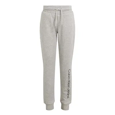 Dětské bavlněné tepláky Calvin Klein Jeans REGULAR JOGGER šedá barva, s potiskem, IU0IU00604