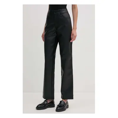 Kalhoty Calvin Klein Jeans dámské, černá barva, široké, high waist, J20J223548