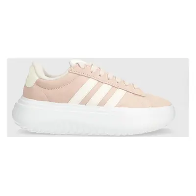 Semišové sneakers boty adidas GRAND COURT růžová barva, IE1104