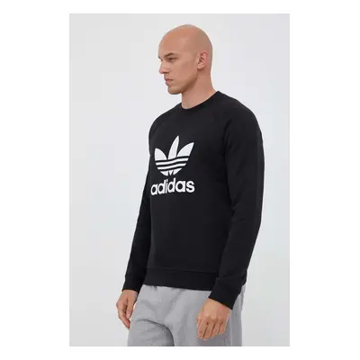 Bavlněná mikina adidas Originals pánská, černá barva, s potiskem