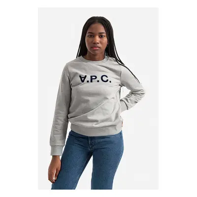 Bavlněná mikina A.P.C. Sweat Viva dámská, šedá barva, s potiskem