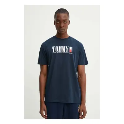 Tričko Tommy Jeans tmavomodrá barva, s potiskem, DM0DM18533