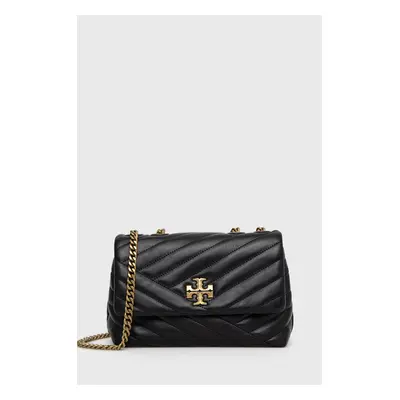 Kožená kabelka Tory Burch Kira Chevron Small černá barva, 90452.001