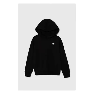 Dětská bavlněná mikina adidas Originals HOODIE černá barva, s kapucí, hladká, IW3506