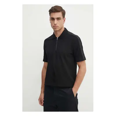 Bavlněné polo tričko Armani Exchange černá barva, s aplikací, 6DZFLC ZJM5Z