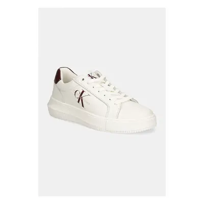 Kožené sneakers boty Calvin Klein Jeans YW0YW00823 CHUNKY CUPSOLE MONOLOGO W vínová barva, YW0YW