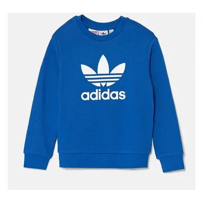 Dětská mikina adidas Originals TREFOIL CREW modrá barva, s potiskem, IY7438