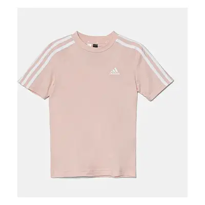 Dětské bavlněné tričko adidas LK 3S CO TEE růžová barva, IX7338