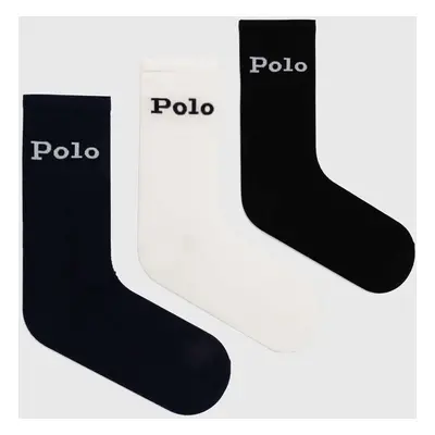 Ponožky Polo Ralph Lauren 3-pack dámské, černá barva, 455955243