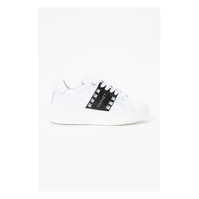 Dětské kožené sneakers boty Twinset bílá barva, 242GCJ018