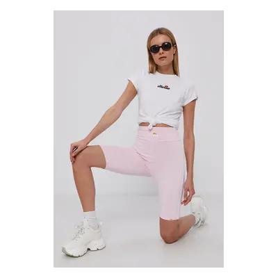 Kraťasy Ellesse dámské, růžová barva, hladké, high waist