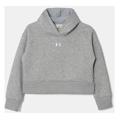 Dětská mikina Under Armour UA Rival Fleece Crop šedá barva, s kapucí, melanžová