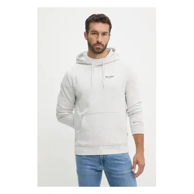 Mikina Pepe Jeans SAM HOODIE pánská, šedá barva, s kapucí, s potiskem, PM582700