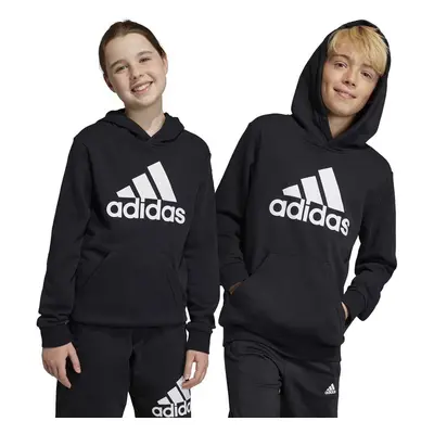 Dětská mikina adidas U BL černá barva, s kapucí, vzorovaná