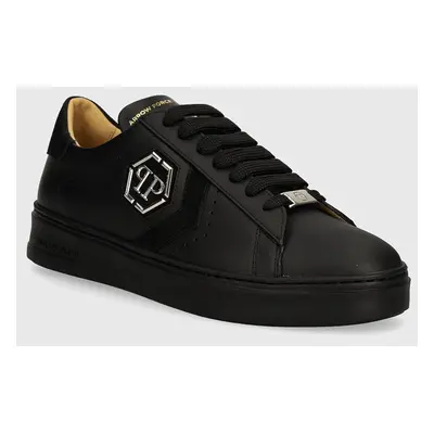 Kožené sneakers boty Philipp Plein Lo-Top Arrow Force černá barva, MSC3998 PLE005N 0202