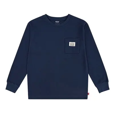 Dětská mikina Levi's LONG SLEEVE POCKET TEE tmavomodrá barva, hladká, 8EL555