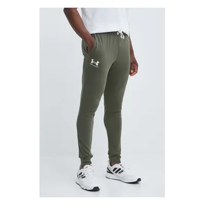 Tepláky Under Armour zelená barva, s potiskem, 1380843