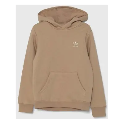 Dětská mikina adidas Originals HOODIE béžová barva, s kapucí, hladká, IX5283