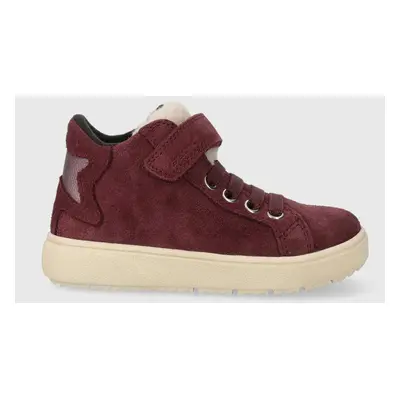 Dětské semišové sneakers boty Geox J36HYC 022BH J THELEVEN WPF fialová barva