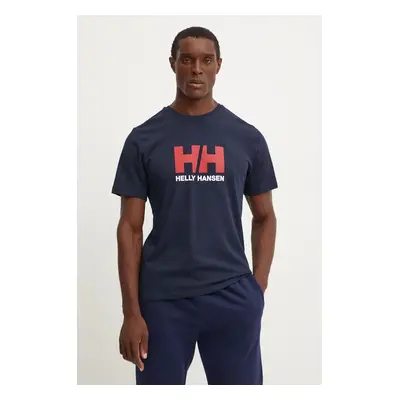 Bavlněné tričko Helly Hansen HH LOGO tmavomodrá barva, s potiskem, 30396