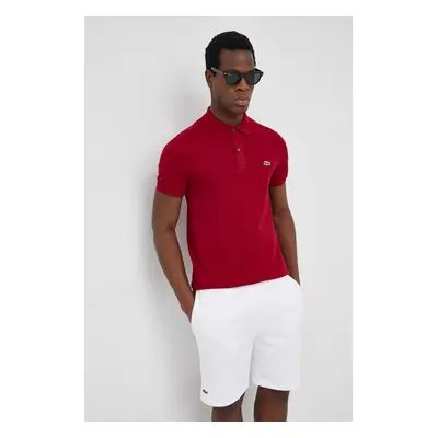 Bavlněné polo tričko Lacoste vínová barva, PH4012-001