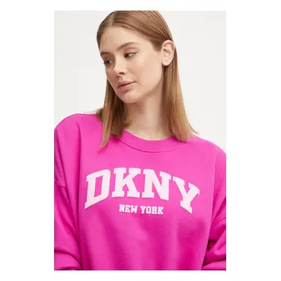 Mikina Dkny dámská, růžová barva, s aplikací, DP4T9944