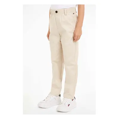 Dětské kalhoty Tommy Hilfiger SKATER CHINO PANT béžová barva, hladké, KB0KB09146