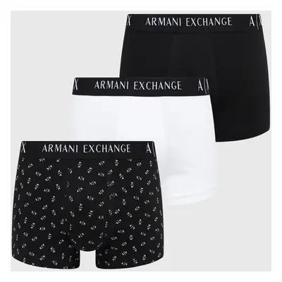 Boxerky Armani Exchange 3-pack pánské, černá barva