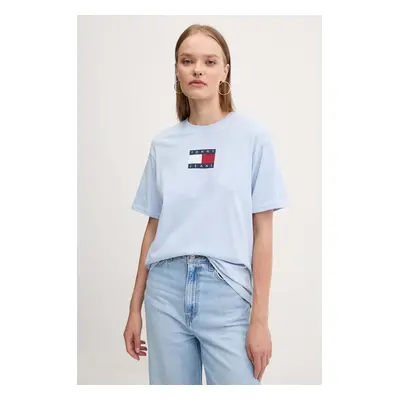 Bavlněné tričko Tommy Jeans modrá barva, DW0DW18796