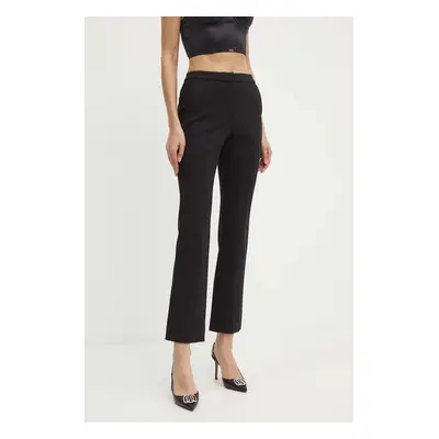 Kalhoty Karl Lagerfeld dámské, černá barva, jednoduché, high waist, 245W1001