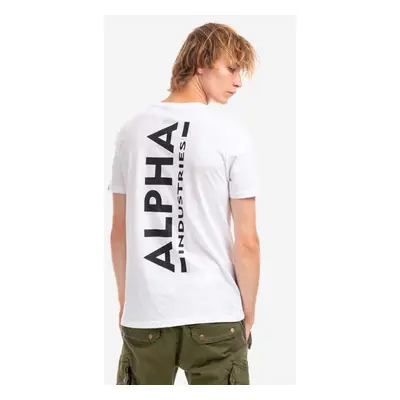 Bavlněné tričko Alpha Industries Backprint T 128507 09 bílá barva, s potiskem, 128507.09-white