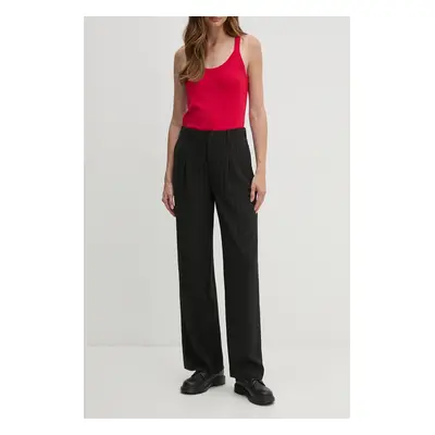 Kalhoty Calvin Klein Jeans dámské, černá barva, široké, high waist, J20J224261