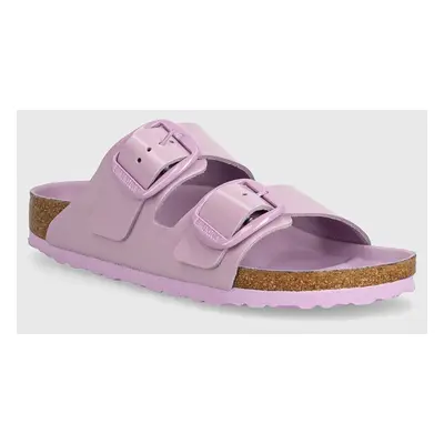 Kožené pantofle Birkenstock Arizona Big Buckle dámské, fialová barva, 1028611