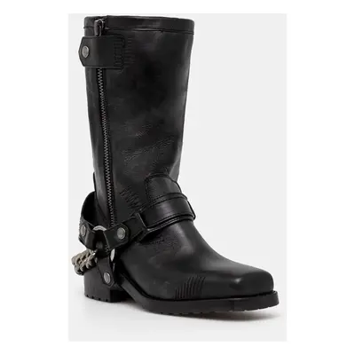 Kožené kotníkové boty ZADIG&VOLTAIRE Igata Boots dámské, černá barva, na podpatku, SWCT00865