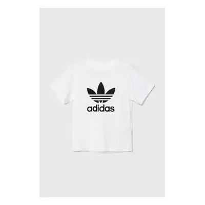 Dětské bavlněné tričko adidas Originals TREFOIL TEE bílá barva, s potiskem, JE0516