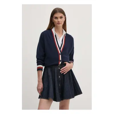 Vlněný svetr Tommy Hilfiger tmavomodrá barva, lehký, WW0WW42151