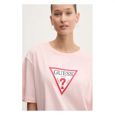 Bavlněné tričko Guess Jeans růžová barva, W4YI76 K8HM0