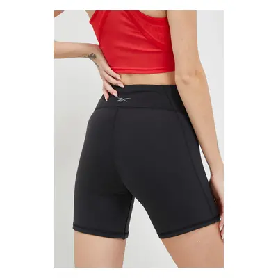 Tréninkové šortky Reebok LUX COLLECTION černá barva, hladké, high waist, HS7794.100028185