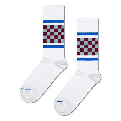 Ponožky Happy Socks Checked Stripe Sneaker Sock bílá barva, P001876