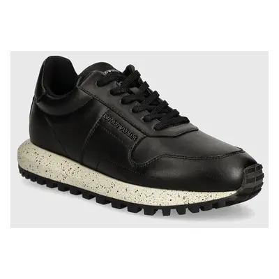 Kožené sneakers boty Emporio Armani černá barva, X4X639 XD382 00002