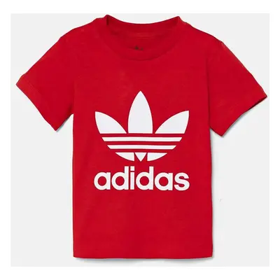 Dětské tričko adidas Originals TREFOIL TEE červená barva, s potiskem, IX5115