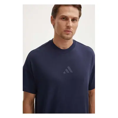 Bavlněné tričko adidas All SZN tmavomodrá barva, s aplikací, IY4135