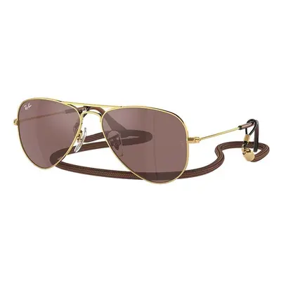 Dětské sluneční brýle Ray-Ban JUNIOR AVIATOR hnědá barva, 0RJ9506S