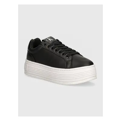 Kožené sneakers boty Calvin Klein Jeans BOLD PLATF LOW OH MG LTH černá barva, YW0YW01589