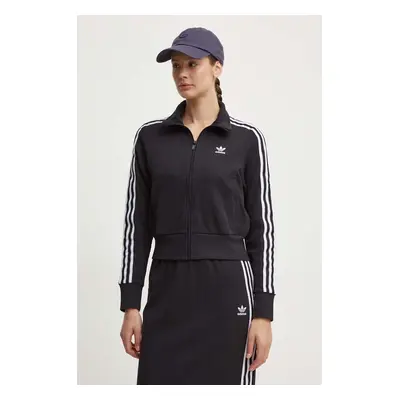 Mikina adidas Originals Knitted Track Top dámská, černá barva, vzorovaná, IY7278