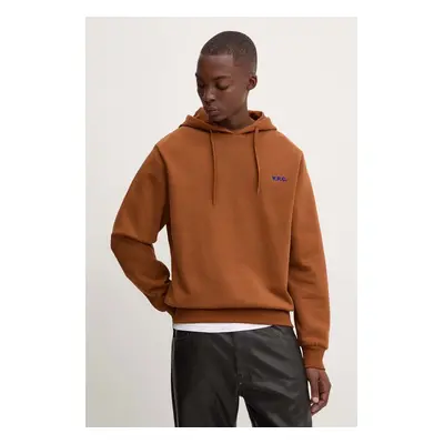 Bavlněná mikina A.P.C. hoodie boxy petit vpc pánská, hnědá barva, s kapucí, s aplikací, COHBR.H2