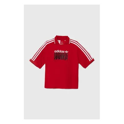 Dětské tričko adidas Originals FOOTBALL TEE červená barva, s potiskem, IZ4631